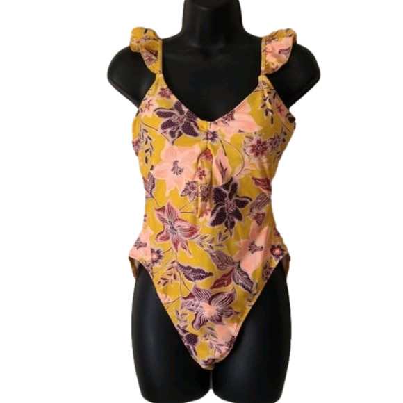 No Boundaries Other - Yellow floral One Piece Swimsuit